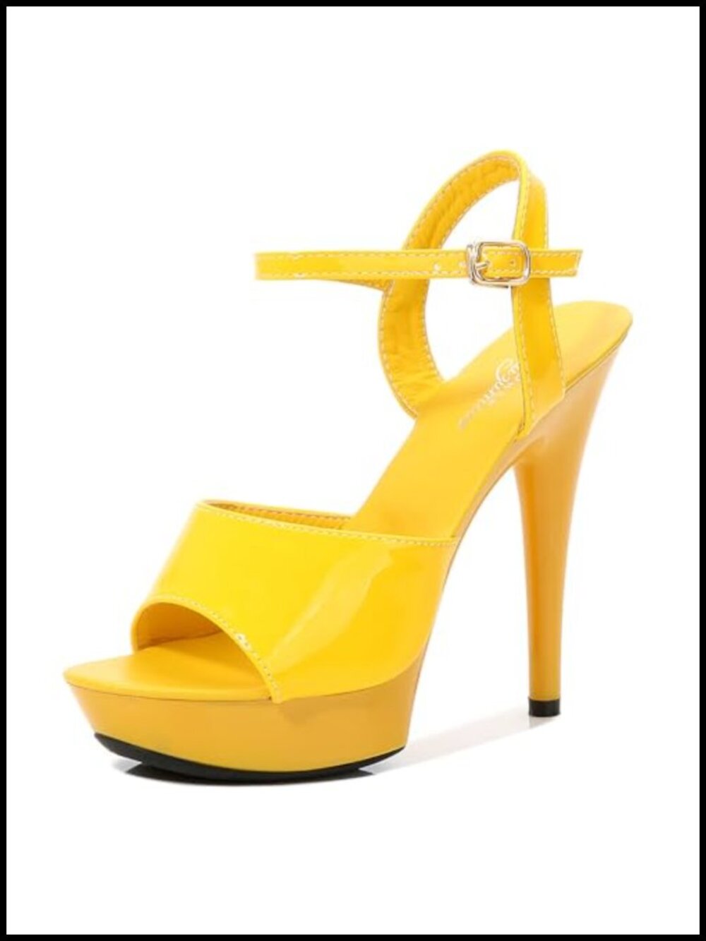 Patent Platform Ultra High Heels Peep Toe Stiletto Dress Pumps Ankle Strap